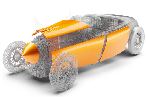3D scan data of an automobile processed from Oqton (3D Systems) Geomagic Wrap