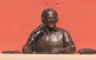 Fabricated bronze statue based off of clay sculpture