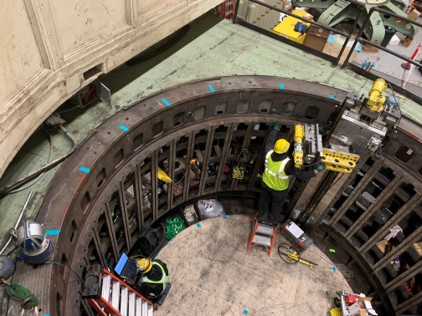 hydro-turbine-vertical-statorframe-keyway-machining Vertical unit stator frame keyway machining